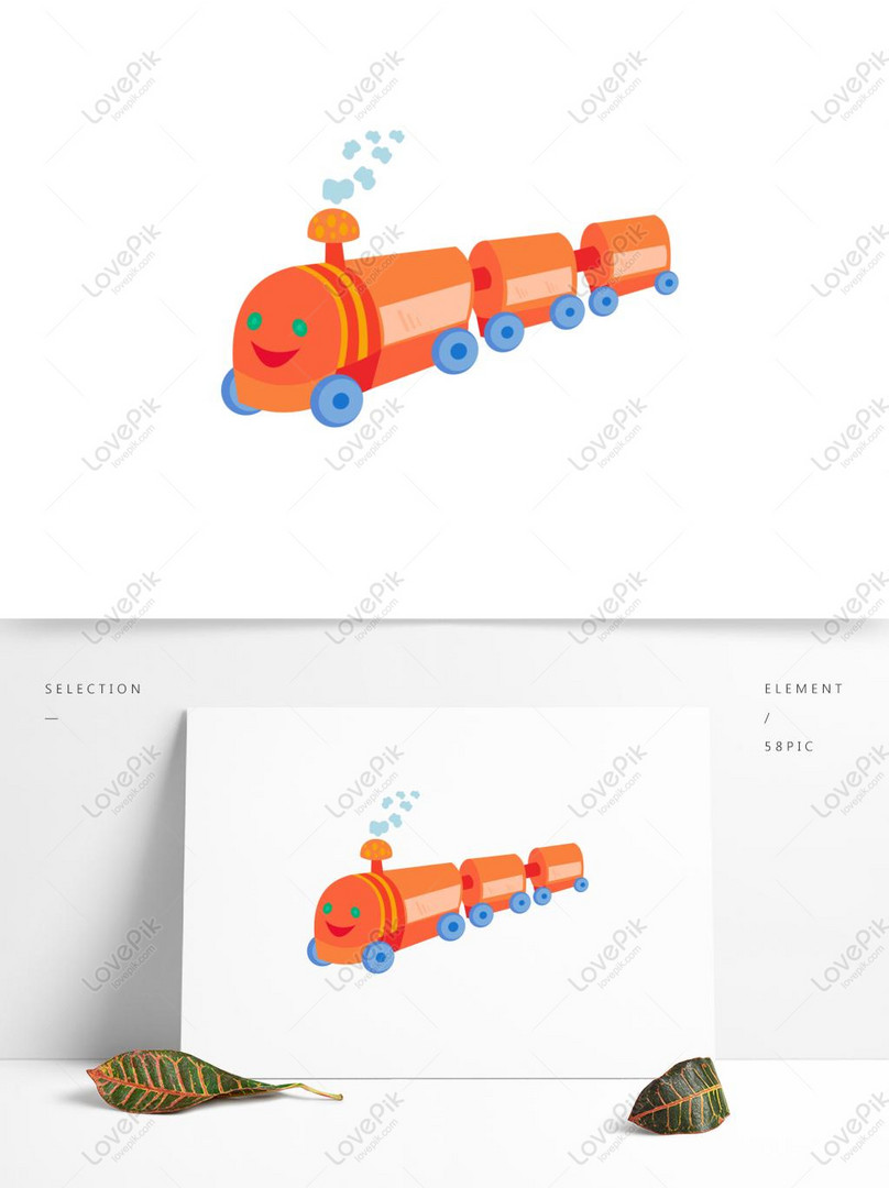 Мультяшный милый маленький поезд с элементами детской игрушки  изображение_Фото номер 732416805_CDR Формат изображения_ru.lovepik.com