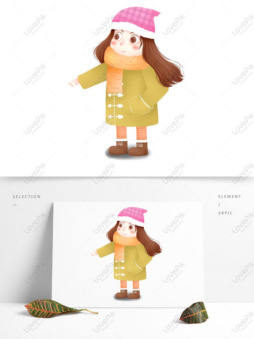 手書きの漫画かわいい女の子の厚い冬の衣装を着ている商業の要素イメージ グラフィックス Id Prf画像フォーマットpsd Jp Lovepik Com