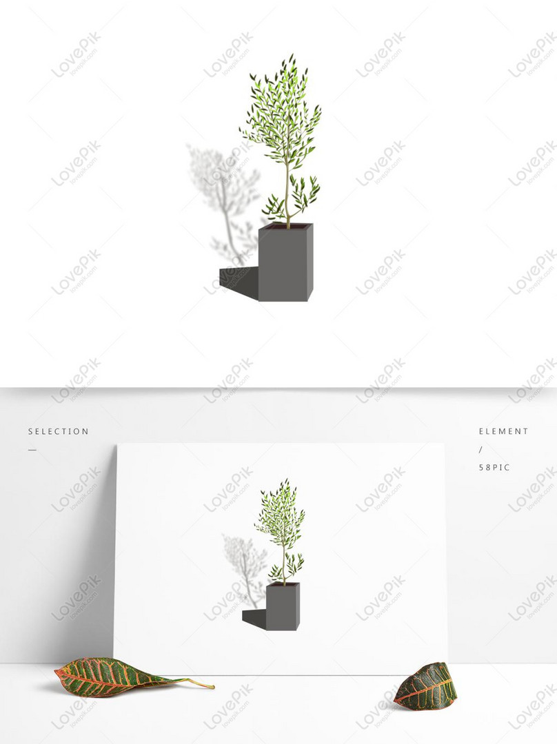 小さな新鮮な植木鉢グリーンイラスト風鉢植え要素イメージ