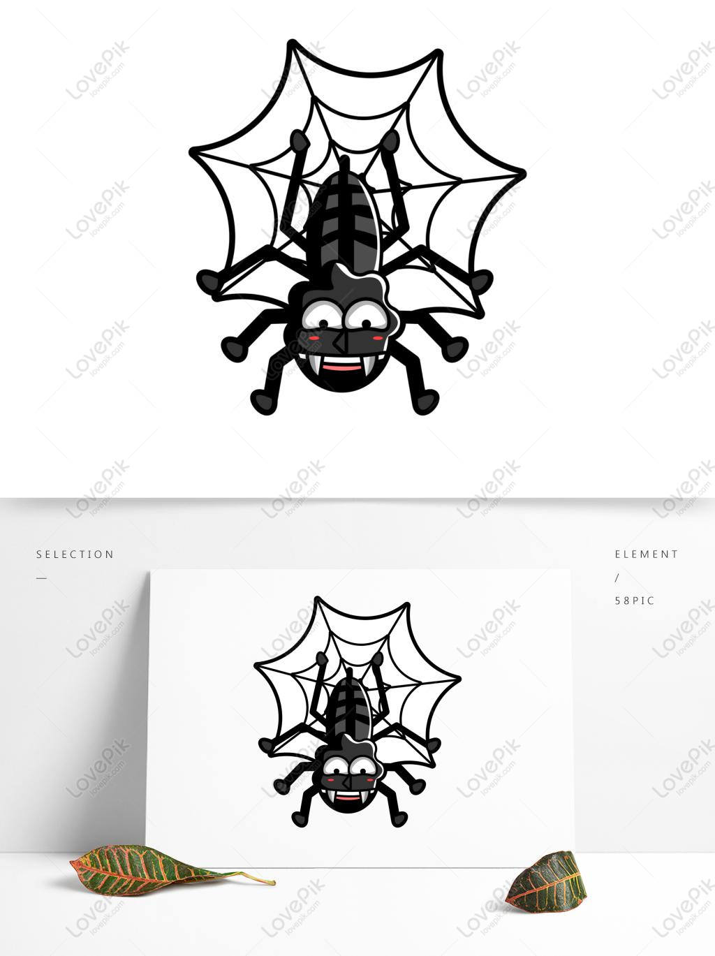 Original Vector Ai Cartoon Halloween Spider Spider Web Element M ...