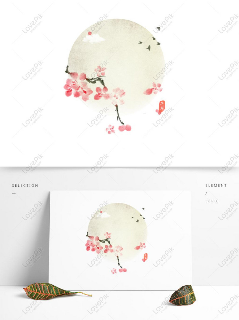 手描きの桃の中華風インクの背景イラストレンダリング可能な商業要素イメージ グラフィックス Id Prf画像フォーマットpsd Jp Lovepik Com