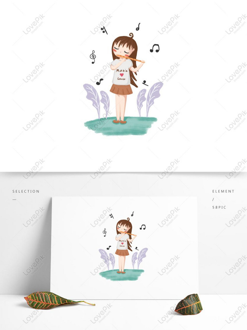 フルートの女の子を演奏する手描きのかわいい演奏楽器キャラクター楽器奏者イメージ グラフィックス Id Prf画像フォーマットpsd Jp Lovepik Com
