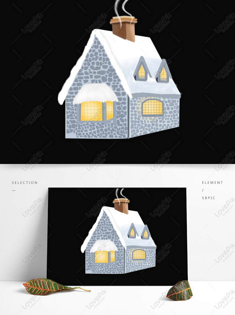 Small Fresh Chimney Snow House Design With Commercial Elements PNG ...
