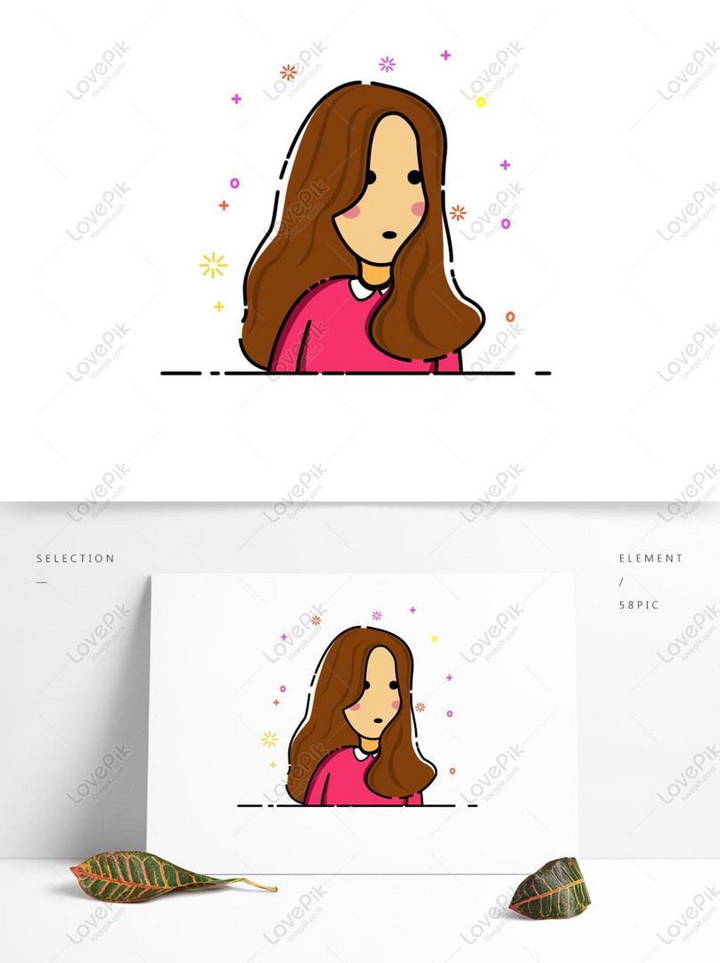 Mbe Style Character Long Hair Girl Decorative Pattern Free Buckl PNG Image  Free Download PSD images free download_1369 × 1024 px - Lovepik