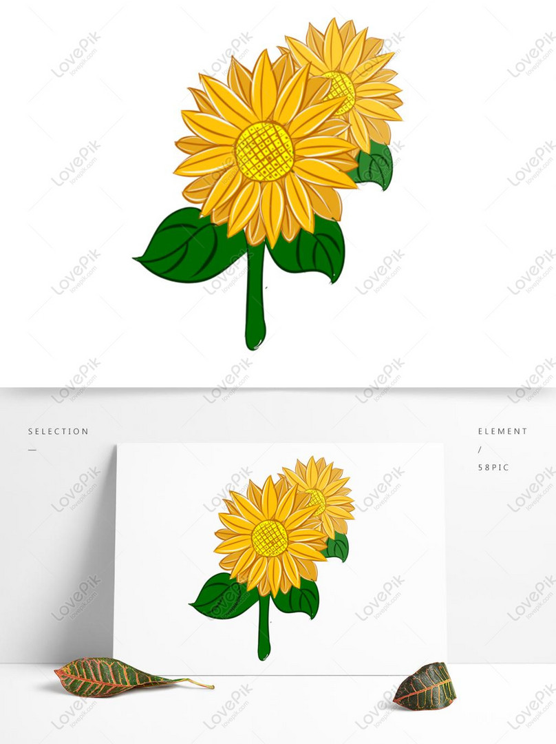 Pintado A Mano Flor De La Planta Girasol Amarillo Lindo Pequeño PNG  Imágenes Gratis - Lovepik