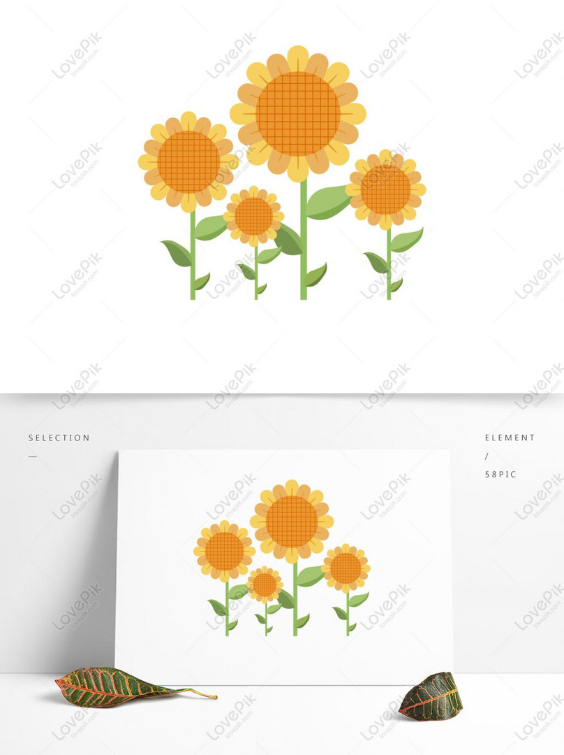 Hand Painted Cute Cartoon Simple Sunflower Can Be Commercial Ele ...