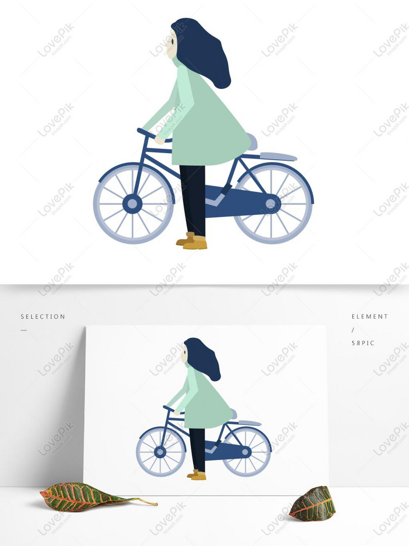 Hand Drawn Cartoon Woman Riding Bicycle With Original Elements PNG White  Transparent PSD images free download_1369 × 1024 px - Lovepik