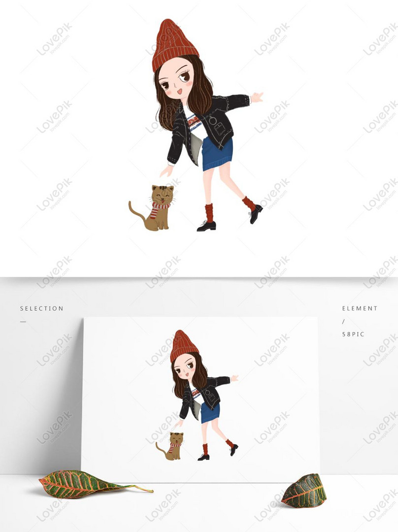 Photo De Petite Fille Jouant Avec Chat Illustration De Dessin Anime Migno Numero De L Image Format D Image Psd Fr Lovepik Com