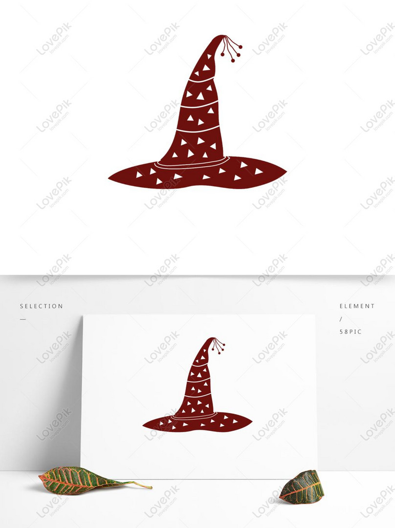 Cartoon Hand Drawn Dark Red Series Witch Hat Halloween Decoratio Free PNG  PSD images free download_1369 × 1024 px - Lovepik