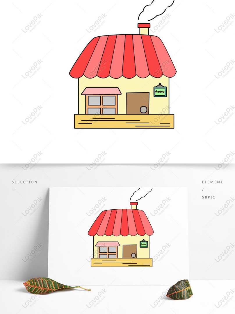 Simple Creative Cute Cartoon House Illustration Scene With Comme Free PNG  PSD images free download_1369 × 1024 px - Lovepik