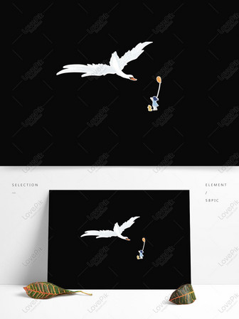 白色花枝頭上的小鳥卡通元素psd美工圖案免費下載 素材分辨率1369 1024px Lovepik Id