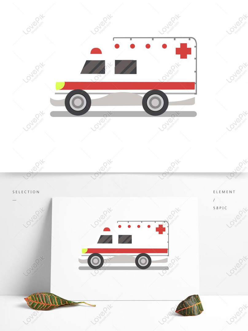 Hand Drawn Cartoon Ambulance Original Element, Car, Ambulance