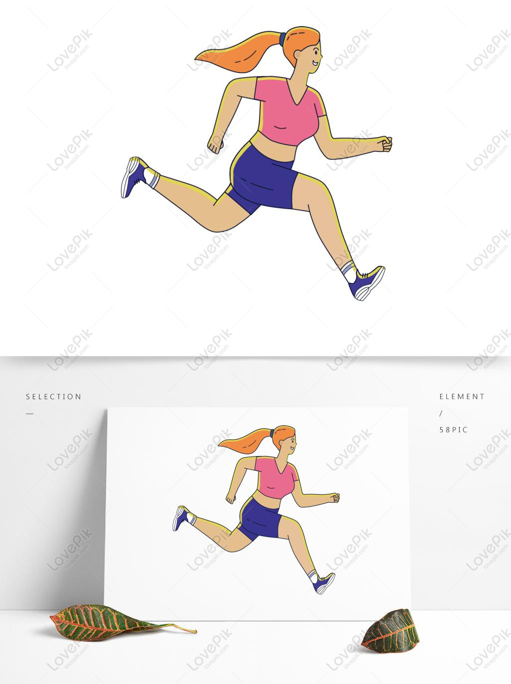 National health fitness running exercise cartoon hand drawn illu