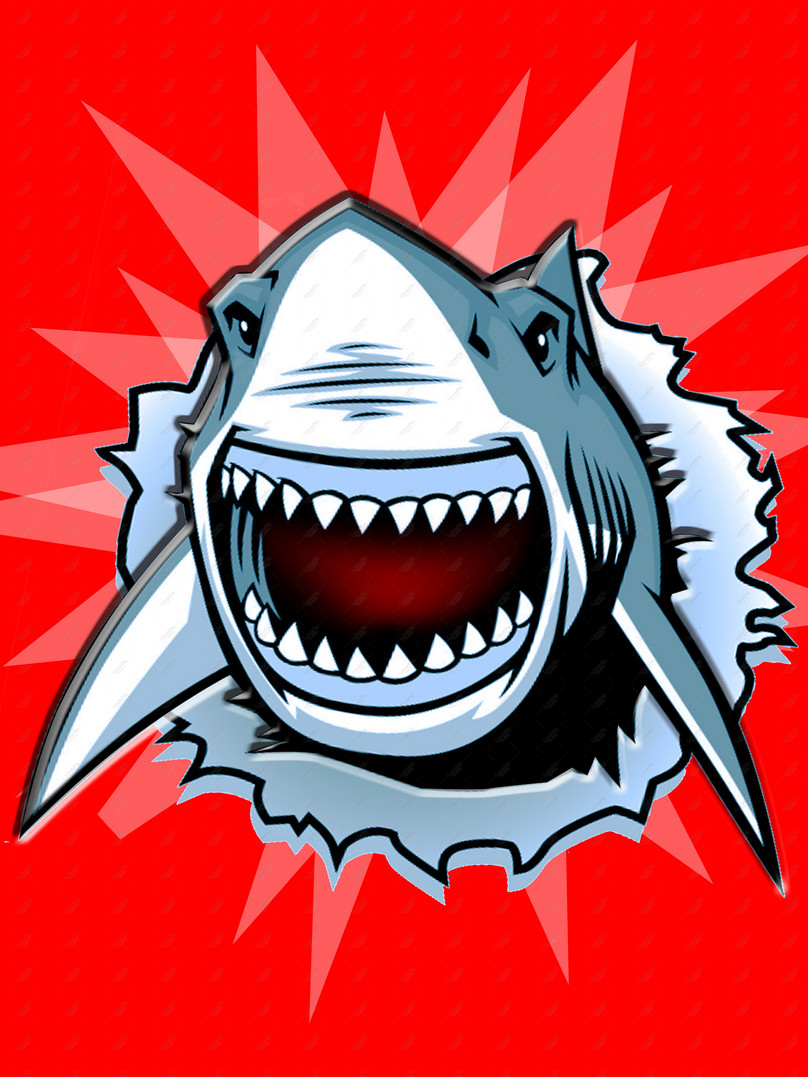 Vectơ miễn phí-Phim Hoạt Hình Vẽ Tay Cá Mập Nền đỏ hình ảnh-Đồ họa ...