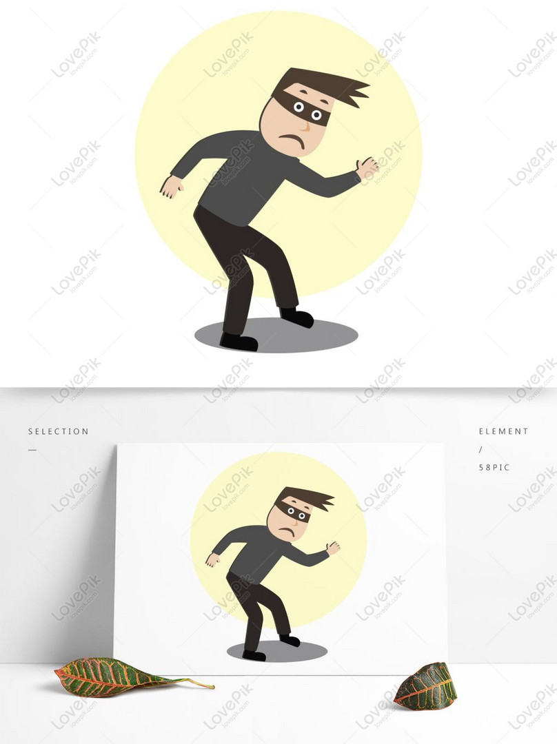 Frightened Thief Decorative Element PNG Picture PSD images free  download_1369 × 1024 px - Lovepik