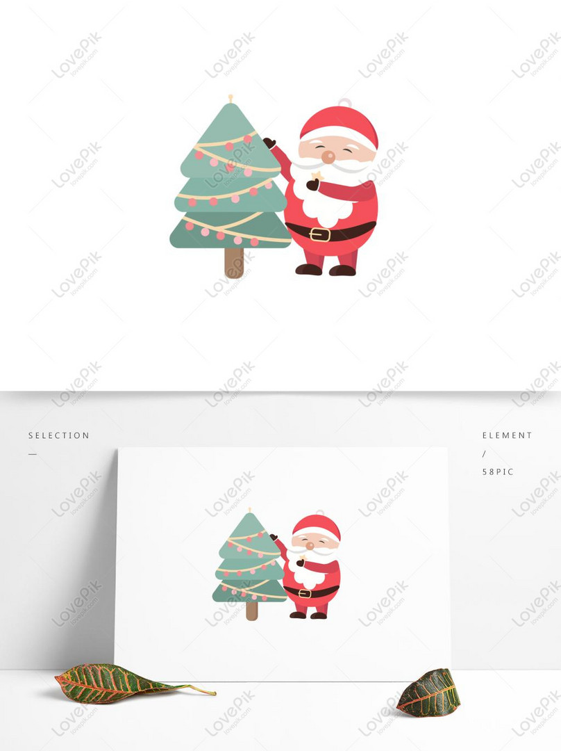 Download Santa Claus Decorating Christmas Tree Cute Vector Elements Ai Images Free Download 1369 1024 Px Lovepik Id 732491573 Yellowimages Mockups