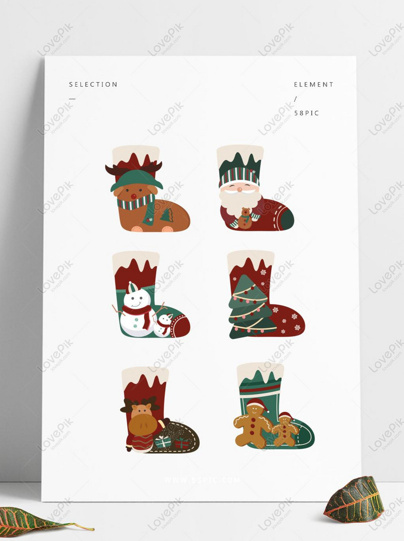 Download Christmas Gift Sock Cute Set Illustration Ai Images Free Download 1369 1024 Px Lovepik Id 732491620 PSD Mockup Templates