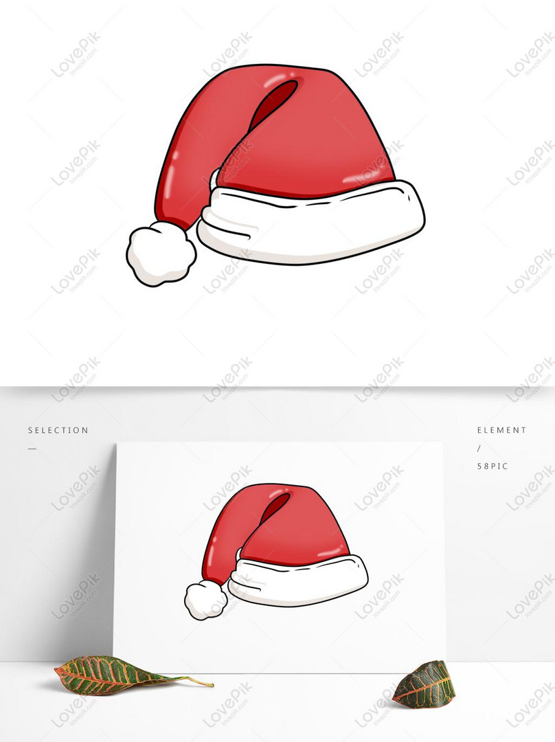 Vectơ miễn phí-Vẽ Tay Giáng Sinh Màu đỏ Santa Mũ Nguyên Tố Thương ...