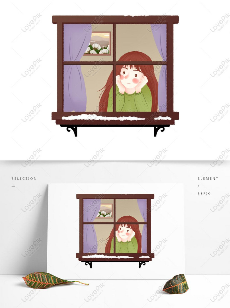 Chica De Dibujos Animados Minimalista Mirando Por La Ventana Con PNG  Imágenes Gratis - Lovepik