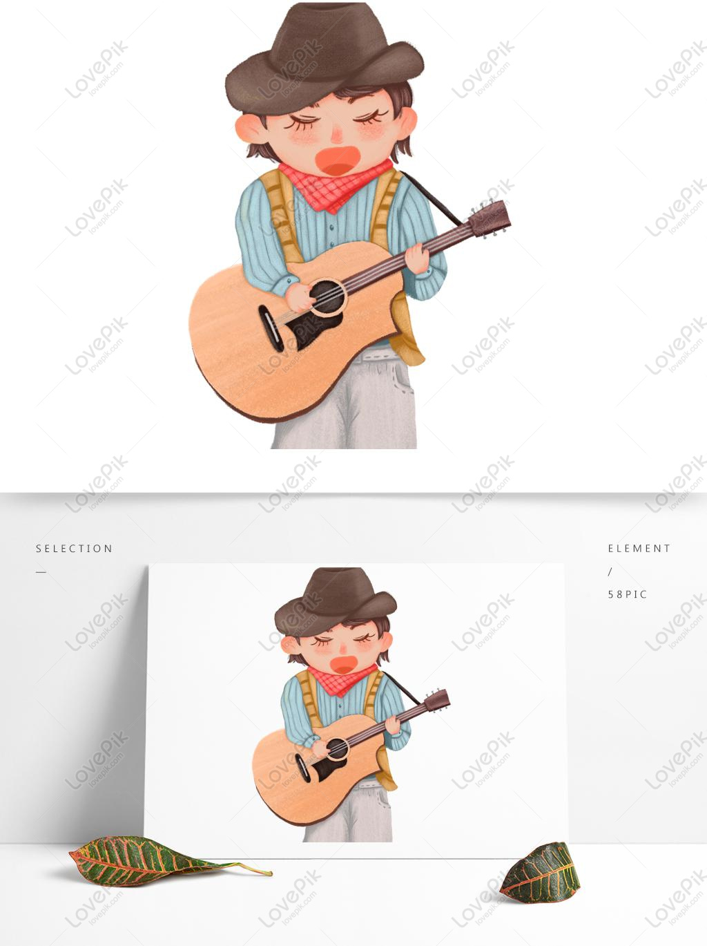Hand Drawn Cartoon Boy Playing A Guitar Original Element PNG Transparent  Background PSD images free download_1369 × 1024 px - Lovepik