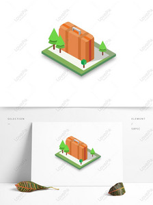 Forest travel 25d suitcase scene small element poster material, Forest, suitcase, 25d png image