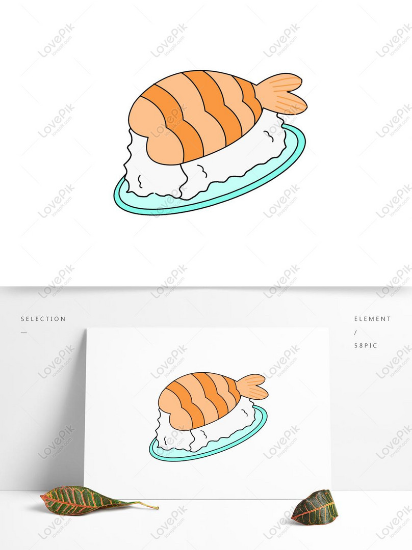 Simple Creative Cute Cartoon Hand Drawn Salmon Sushi Free PNG PSD ...