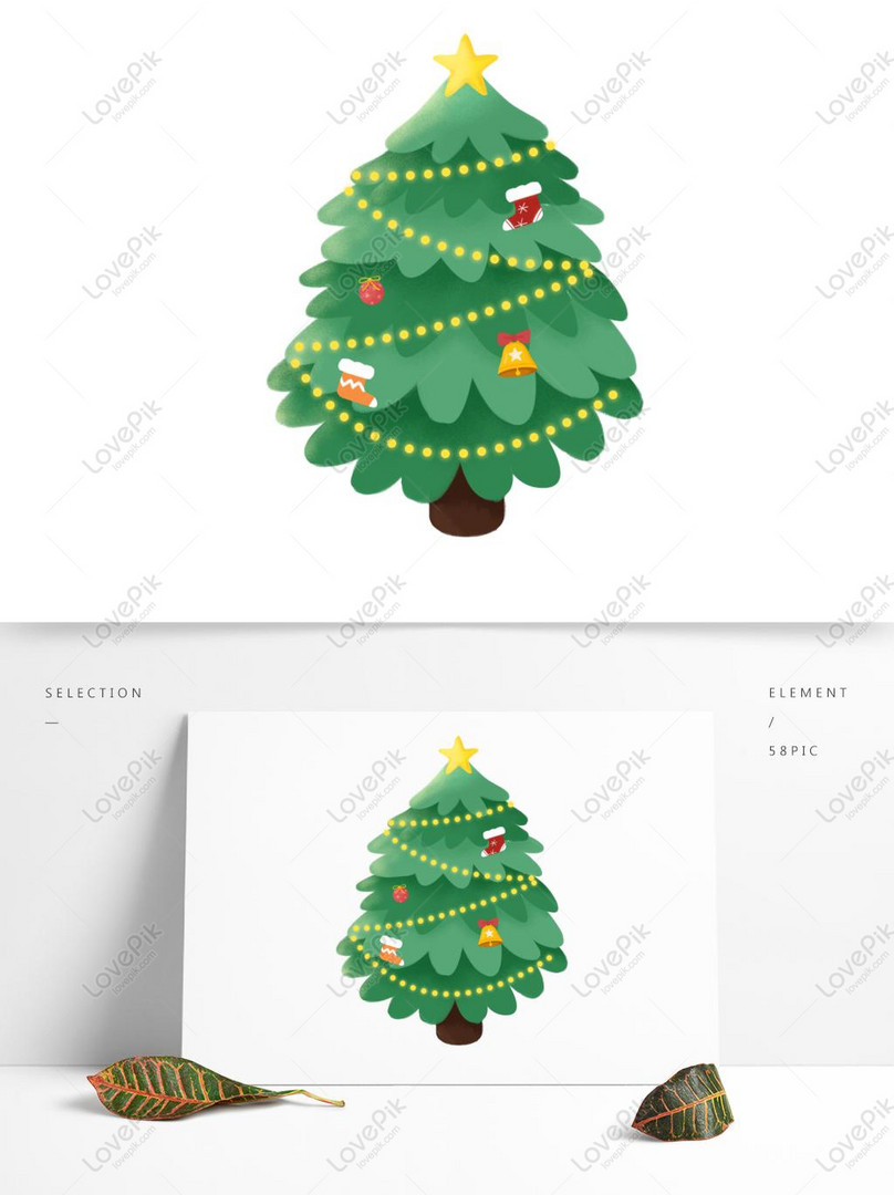 Vectơ miễn phí-Vẽ Tay Bằng Phẳng Cây Thông Giáng Sinh Màu Xanh Lá ...