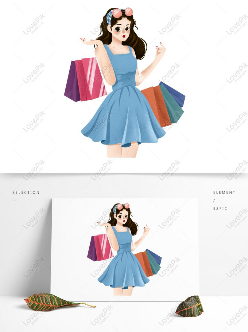 Cartoon Small Fresh Shopping Beauty Character Design Can Be Comm PNG  Picture PSD images free download_1369 × 1024 px - Lovepik