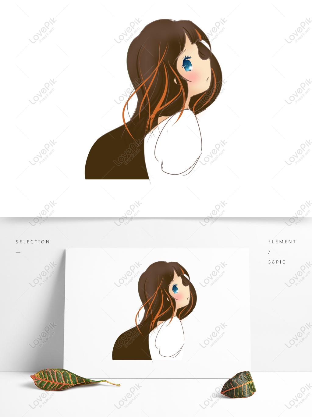 Long Hair Cartoon Girl Images, HD Pictures For Free Vectors Download -  