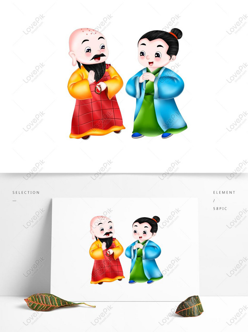 Cartoon Q Cute Boy And Little Monk PNG Picture PSD images free  download_1369 × 1024 px - Lovepik