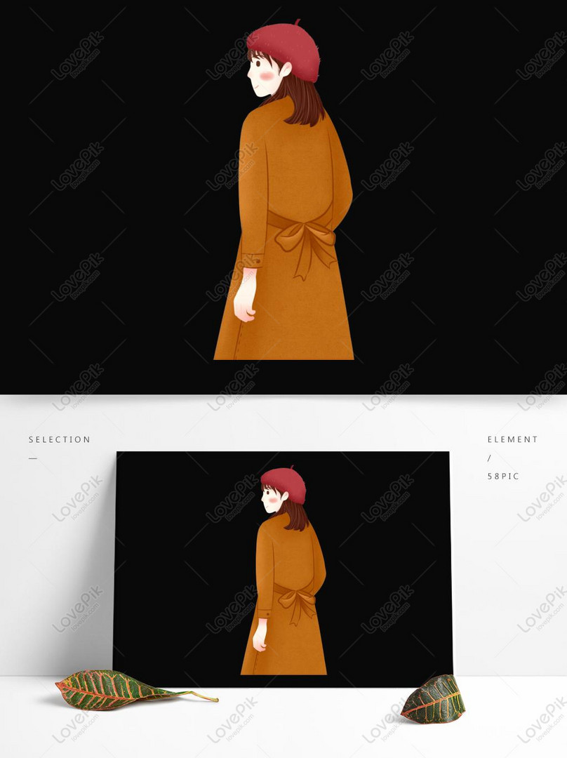 オレンジ色のコートに戻って塗られたファッションの女の子キャラクターイメージ グラフィックス Id Prf画像フォーマットpsd Jp Lovepik Com