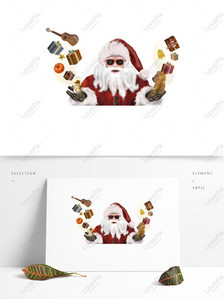 Cartoon santa claus design holding a lot of presents, Cartoon, hand drawn realistic, santa claus png image