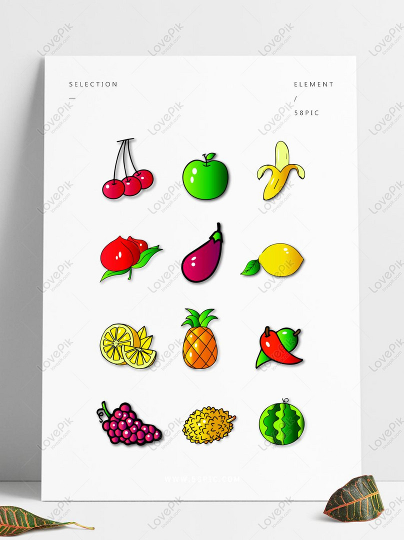 Elemento Icono De Dibujos Animados Fruta Vegetal Degradado PNG Imágenes  Gratis - Lovepik