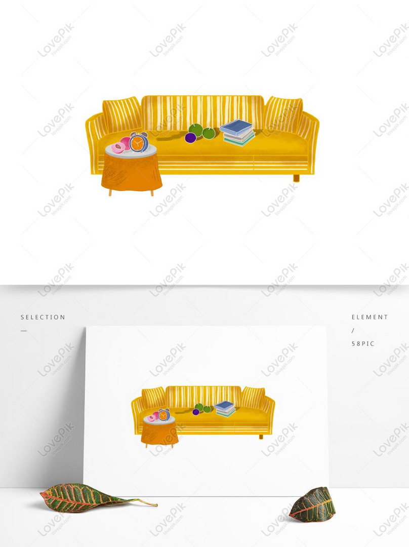 Cartoon Hand Drawn Sofa And Table Design With Commercial Element ...