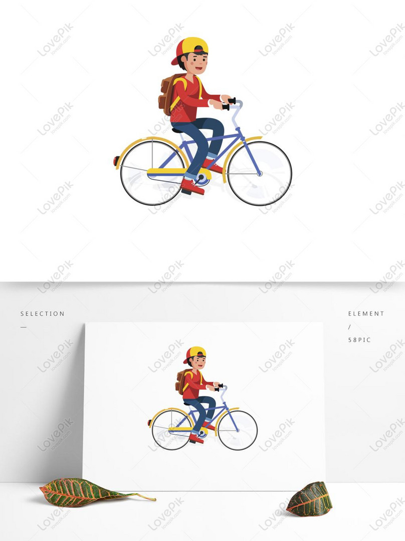 Cartoon Teenager Character Design Riding A Bicycle PNG Transparent PSD  images free download_1369 × 1024 px - Lovepik
