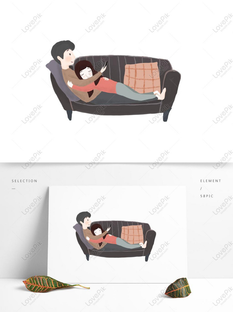漫画手描きのソファの上のカップルのキャラクターのイラストイメージ グラフィックス Id Prf画像フォーマットpsd Jp Lovepik Com
