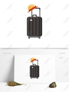 Hat suitcase travel item design element, Hat, suitcase, travel items png white transparent