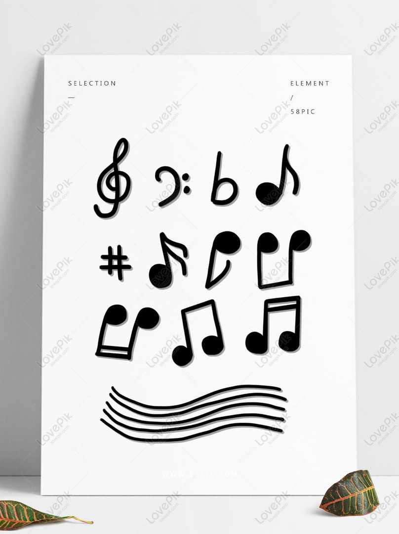 Hand Drawn Cartoon Textured Cute Musical Notes Music Symbols For ...