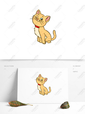 Hand Drawn Cartoon Cute Kitten PSD images free download_1369 