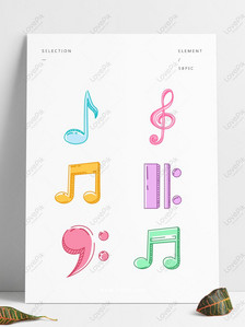 Cartoon colorful cute musical notes set, Cartoon, cute, colored png white transparent