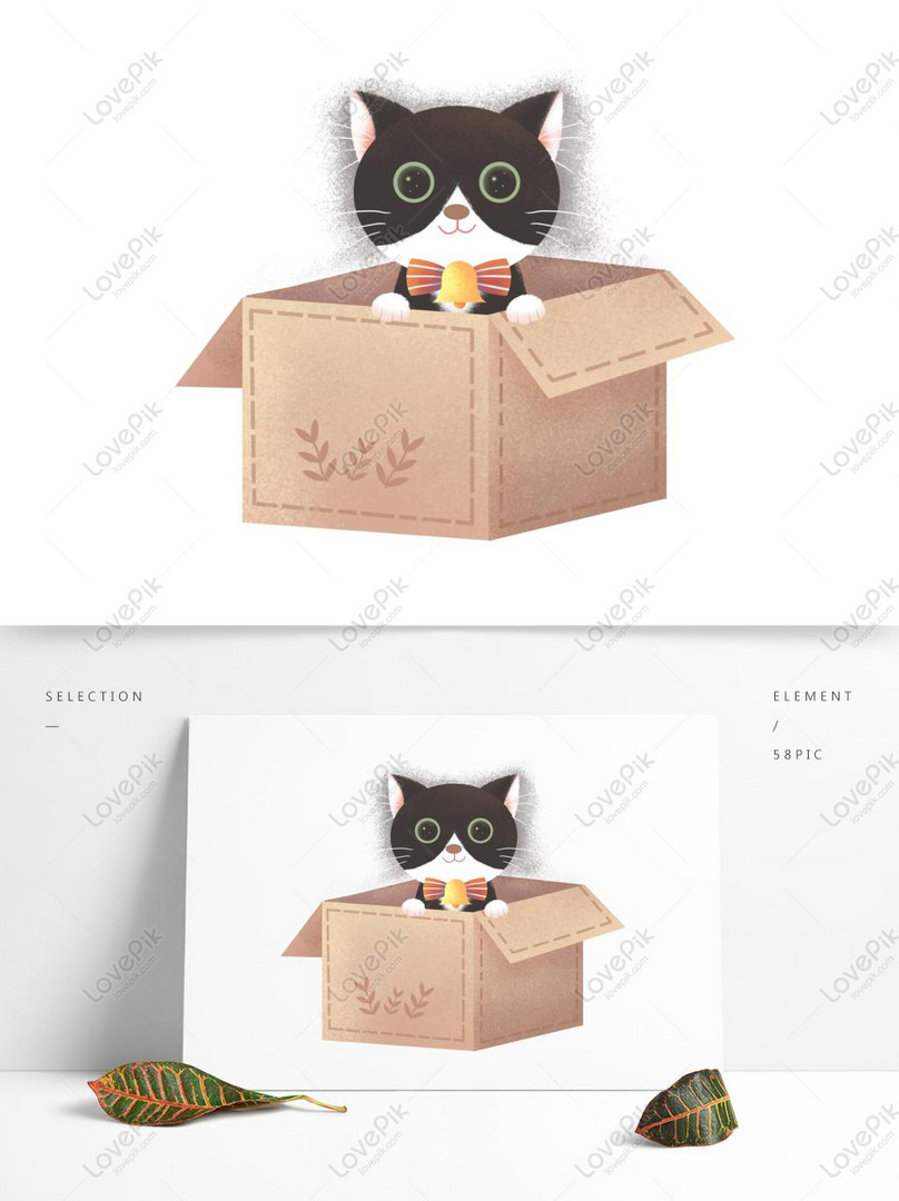 かわいいボックスの子猫イラスト要素デザインイメージ グラフィックス Id Prf画像フォーマットpsd Jp Lovepik Com