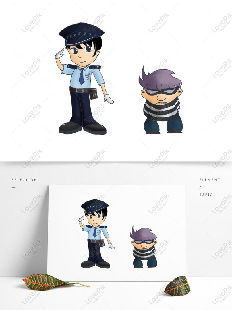 Police And Thief Cartoon Character Design PNG Picture PSD images free  download_1369 × 1024 px - Lovepik