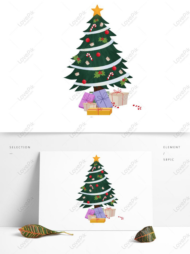 Vectơ miễn phí-Vẽ Tay Cây Thông Giáng Sinh Với Một Loạt Các Yếu Tố ...