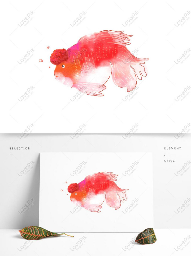 手繪和風水彩金魚設計元素psd美工圖案免費下載 素材分辨率1369 1024px Lovepik Id