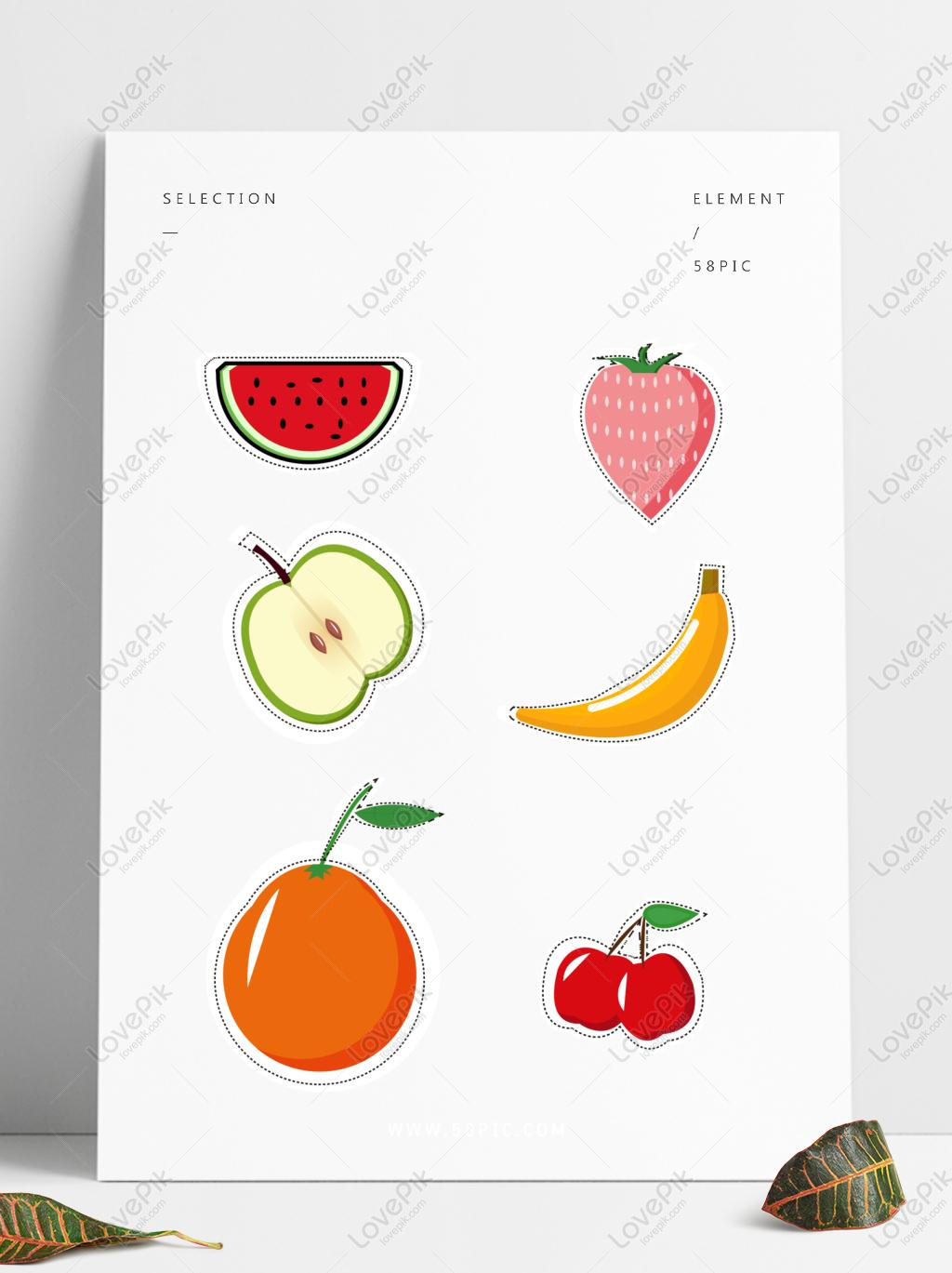 Vector Minimalist Cute Fruit Sticker Hand Account Element Fruit ...