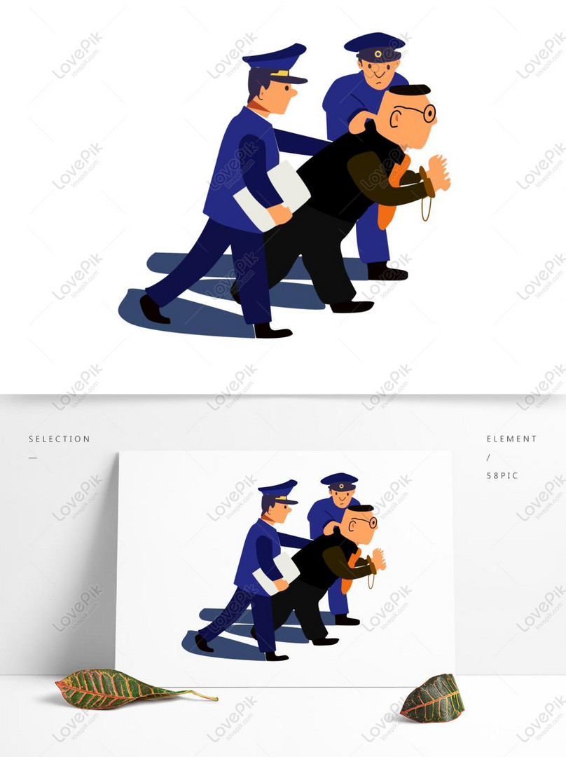 Polisi Kartun Menangkap Desain Ilustrasi Narapidana Gambar Unduh