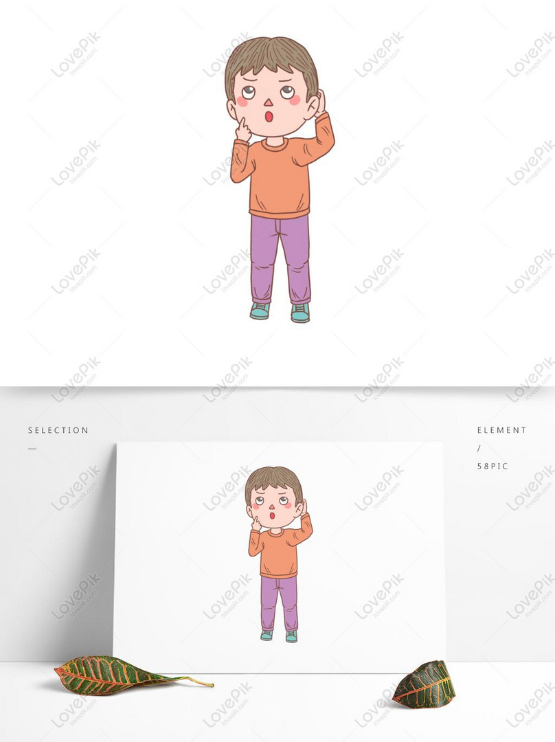 Cartoon Hand Drawn Character Thinking Question Boy PNG Transparent Image  PSD images free download_1369 × 1024 px - Lovepik