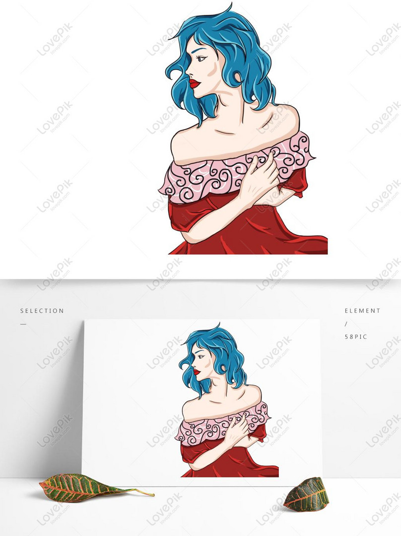 Fashion Blue Hair Female Pop Style Design PNG Transparent Image PSD images  free download_1369 × 1024 px - Lovepik