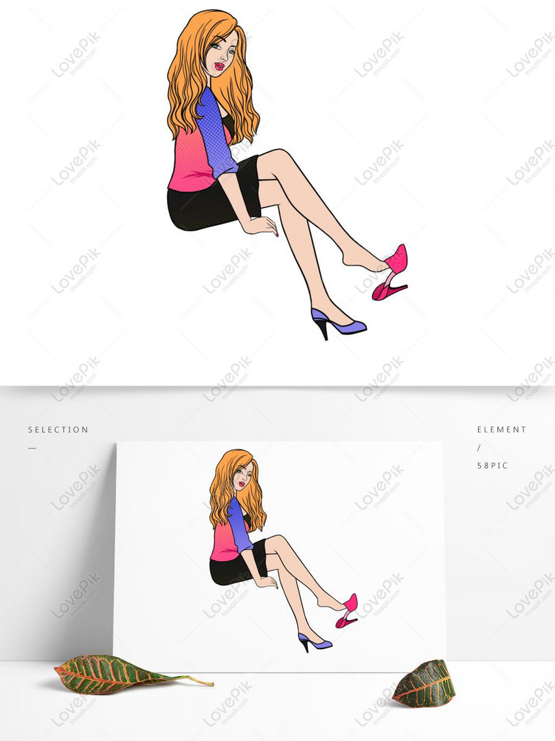 Hand Drawn Blonde Woman Trying On High Heels Psd Images Free