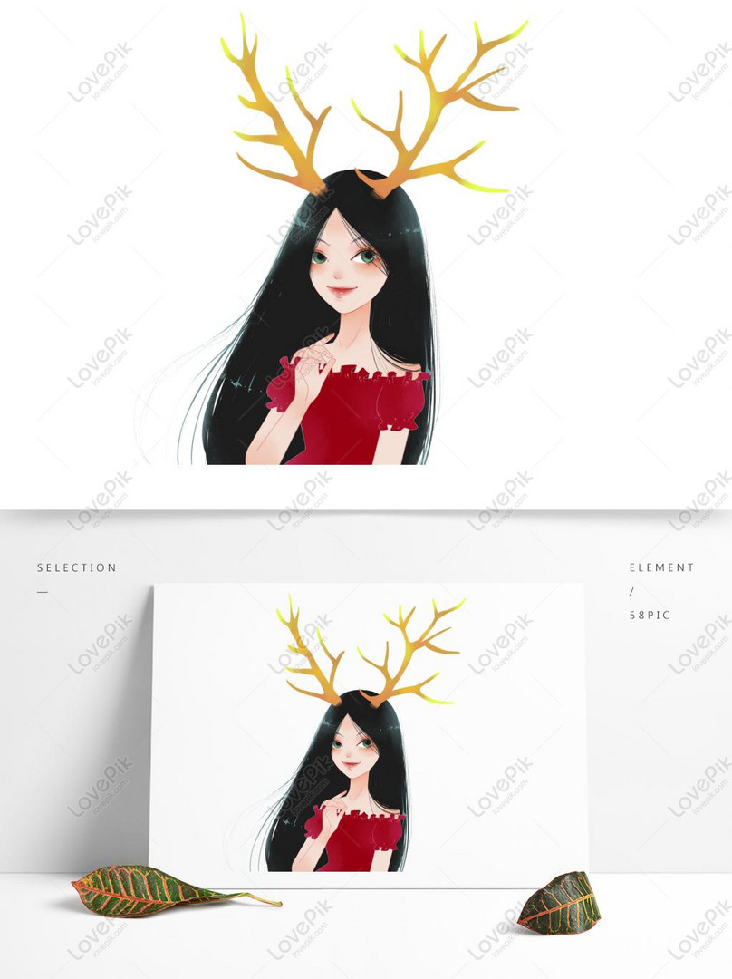 Kamay Iguguhit Batang Babae Ng Character Na May Antlers Pagkatap Larawan Numero Ng Graphics Format Ng Larawan Psd Ph Lovepik Com